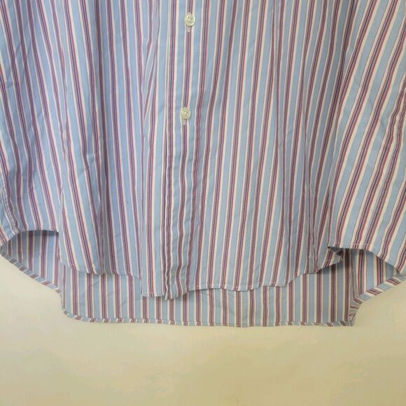 Polo Ralph Lauren Large Shirt Mens Large Button Blue Wide Stripe Blake Vintage - Picture 6 of 9